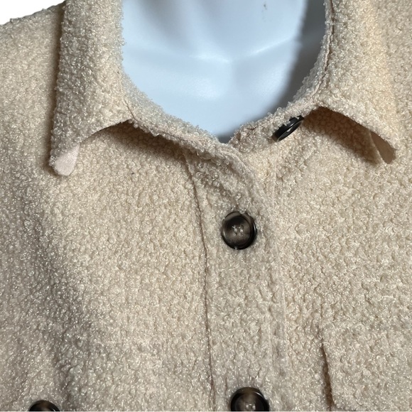 Kori Neutral Cream Oversized Teddy Button Up Shacket - Picture 2 of 6